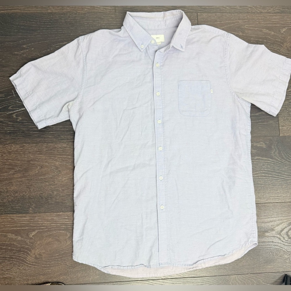 Obey Blue Casual Button Down Shirt